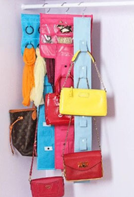 Závěsný organizér Bags Jewelry Scarves - modrý
