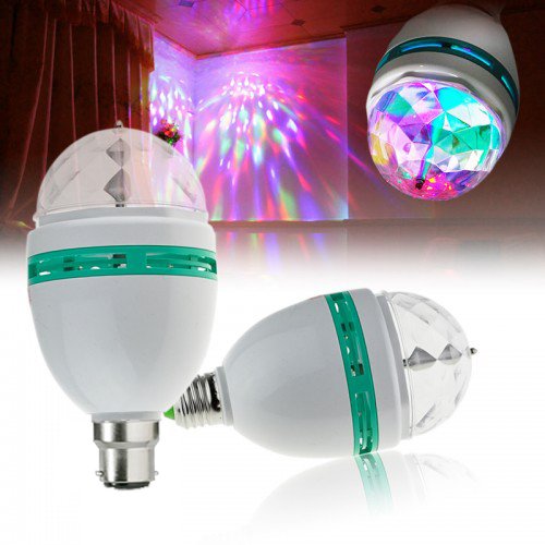 Rotační disko LED žárovka bez adaptéru