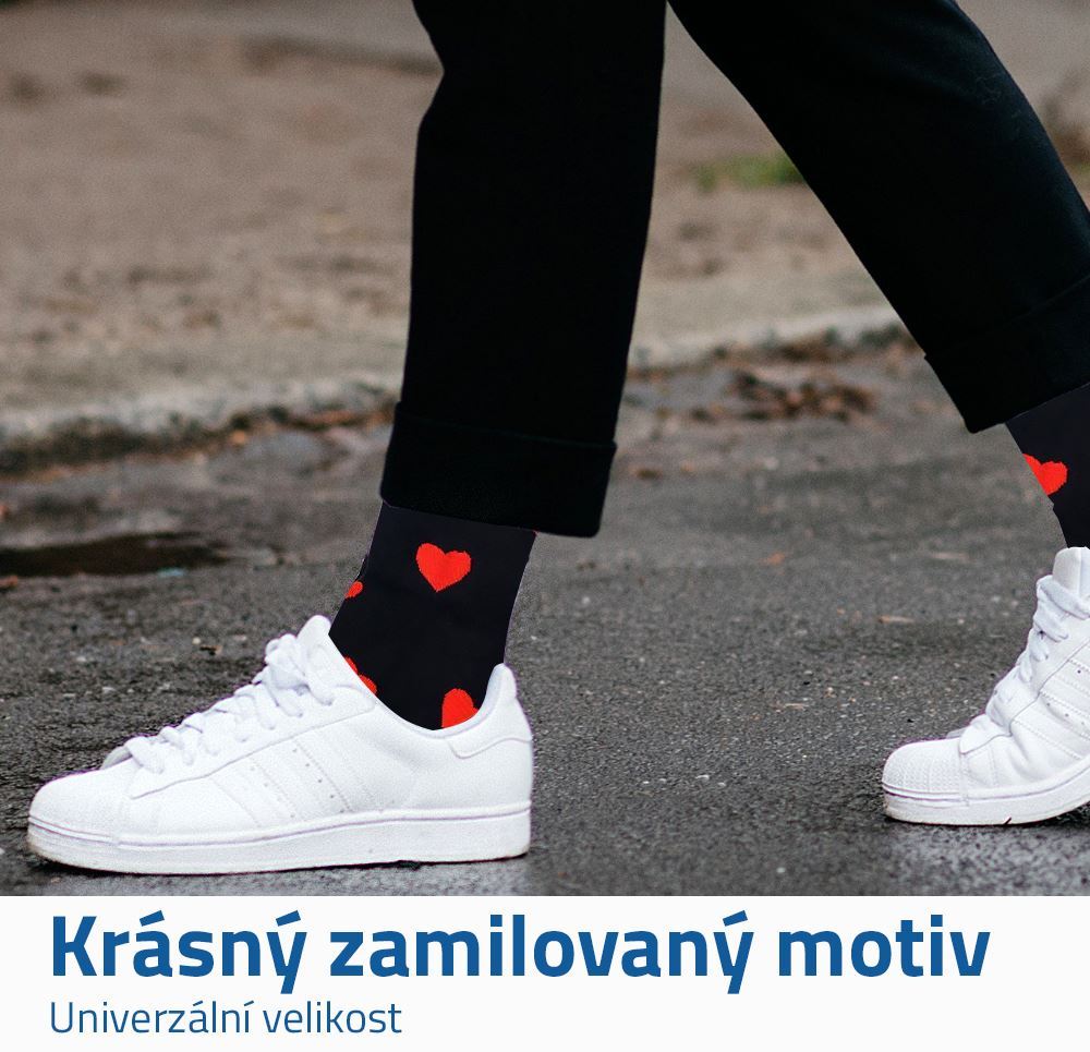 Zamilované ponožky se srdíčky - černé