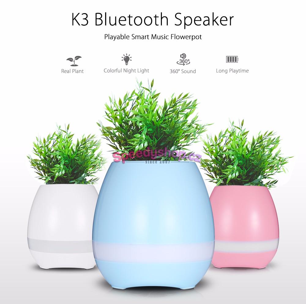 Bluetooth reproduktor ve tvaru květináče - modrý