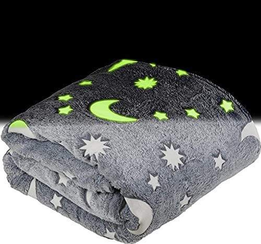 Svítící deka Magic Blanket šedá s měsícem - 92x165 cm