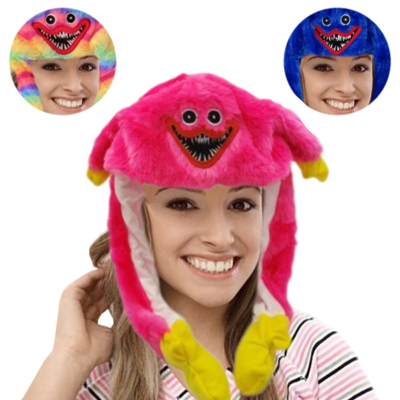 LED plyšová čepice s pohyblivýma ušima Huggy Wuggy - růžová