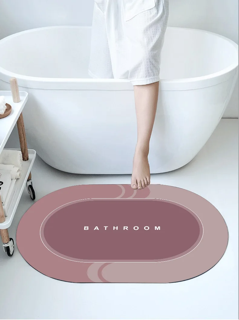 Absorpční rychleschnoucí předložka Bathroom 50x80cm růžová - model oválný