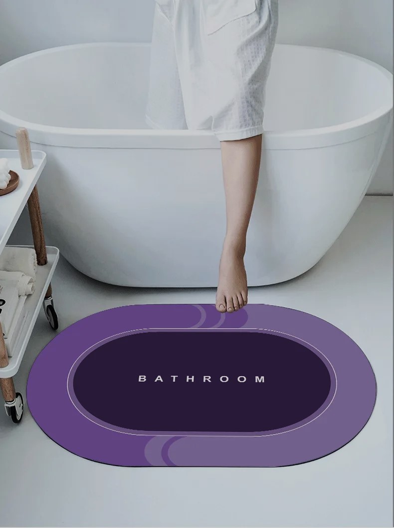 Absorpční rychleschnoucí předložka Bathroom 50x80cm fialová - model oválný
