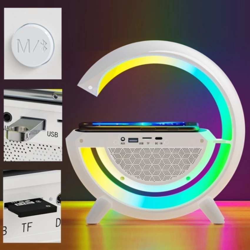 Bluetooth reproduktor s LED lampou a bezdrátovou nabíječkou HM-2301