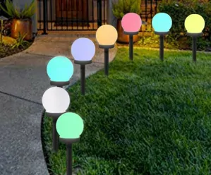 Solární LED zahradní lampy kulaté 3 kusy - barevné světlo - skladem poslední 1 kus!