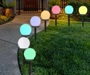 Solární LED zahradní lampy kulaté 2 kusy - barevné světlo