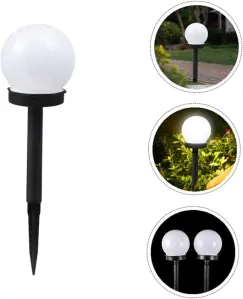 Solární LED zahradní lampy kulaté 2 kusy - bílé světlo