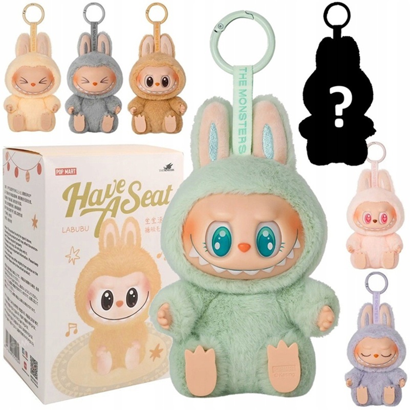 Plyšová hračka a přívěšek Labubu Mystery Box s překvapením - model sedící