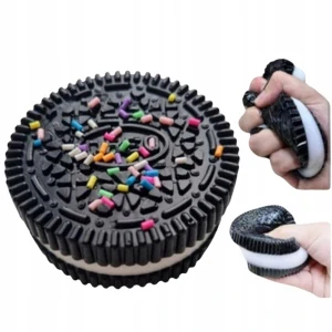 Relaxační a antistresová hračka Squish - sušenka Oreo černá malá