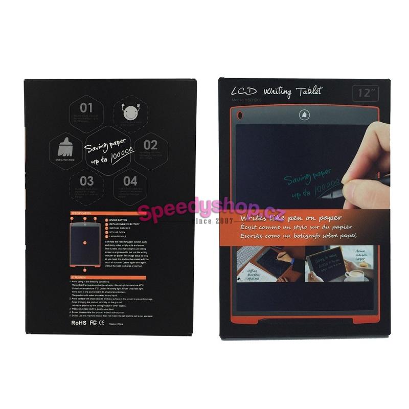 LCD tabulka na vzkazy 12" - bílá/černá
