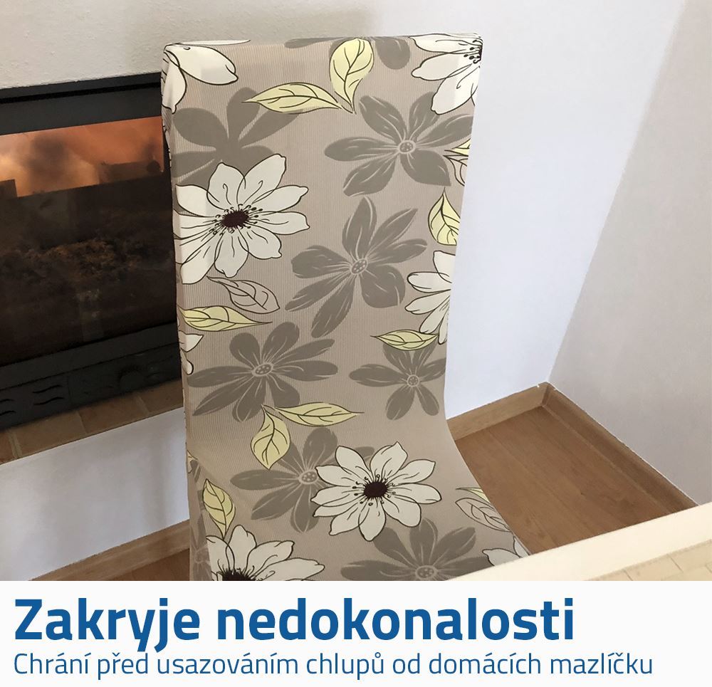 Elastický potah na židli - šedý se vzorem