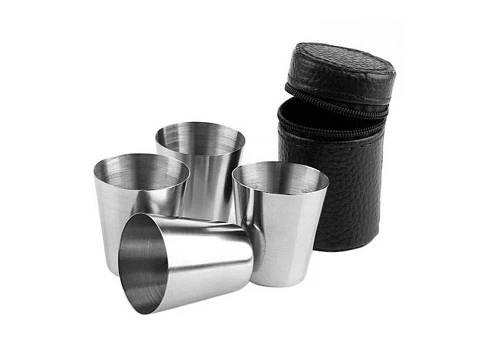 Cestovní nerezové panáky v pouzdře 55 ml