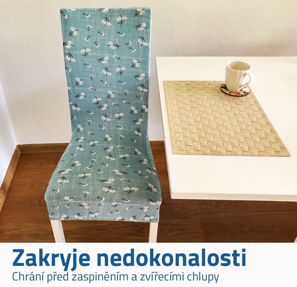 Elastický potah na židli - modrý se vzorem
