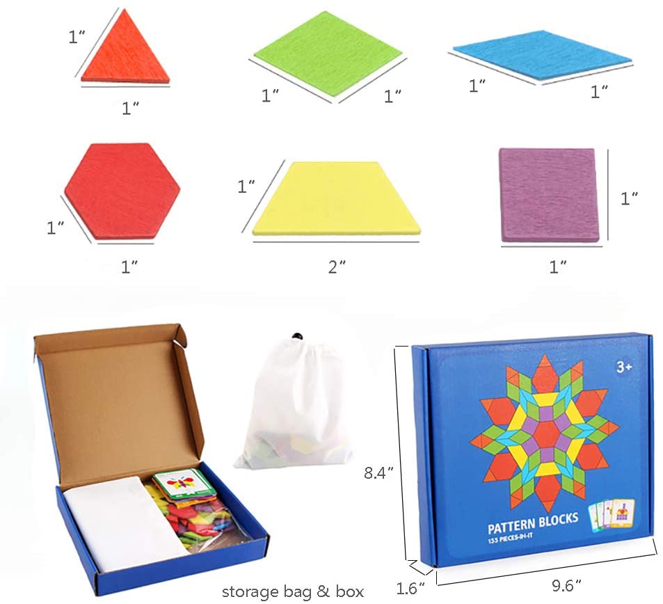 Tvořivé dřevěné puzzle Pattern Blocks 155 kusů