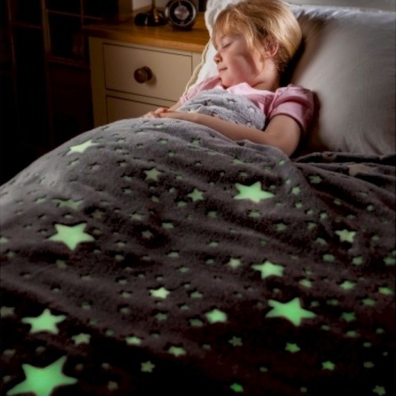 Svítící deka Magic Blanket šedá s hvězdou - 92x165 cm