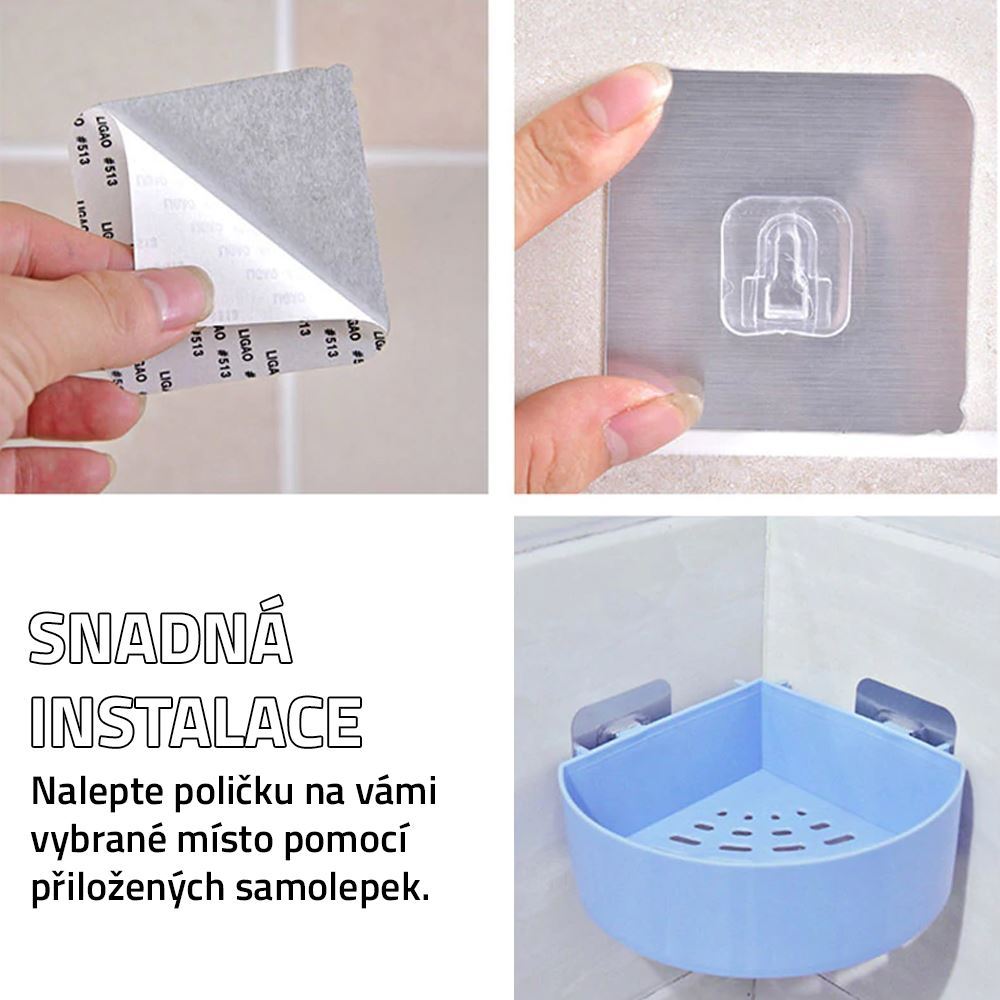Rohová polička nalepovací - modrá