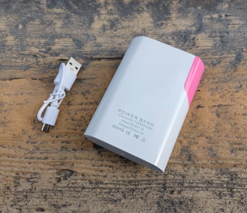 Záložní baterie Power Bank 12000mAh - bílá/růžová