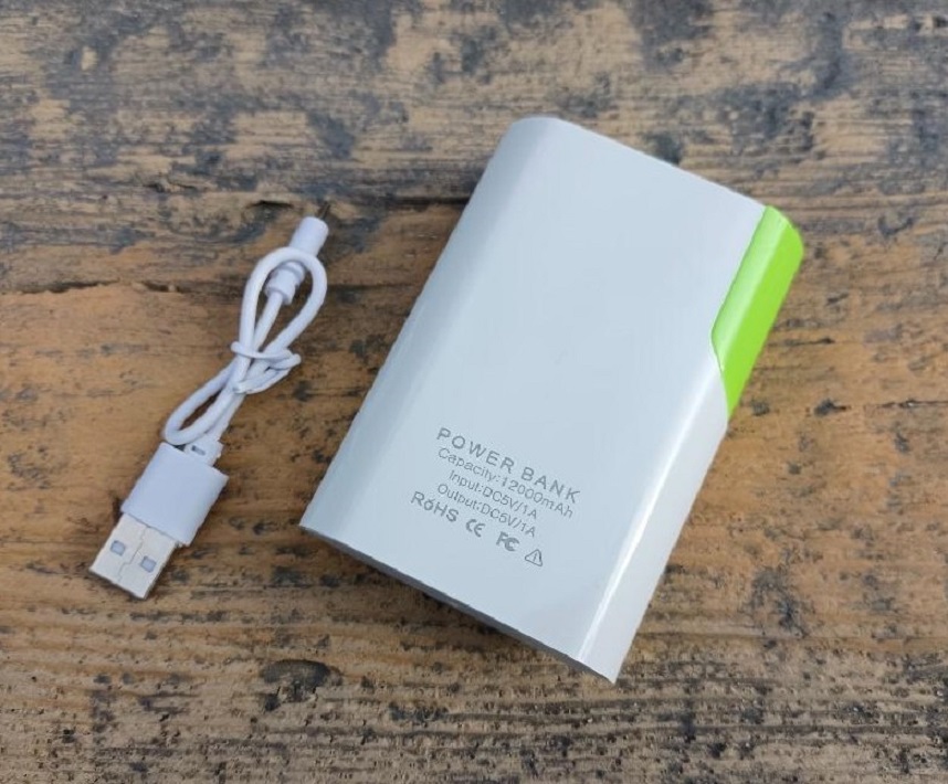 Záložní baterie Power Bank 12000mAh - bílá/zelená