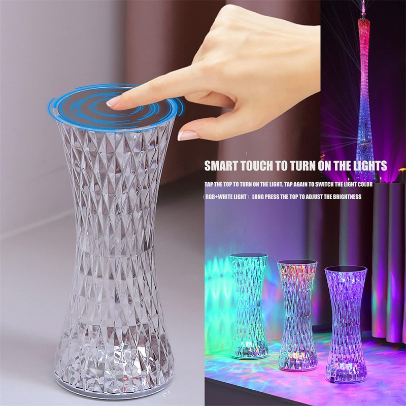 Krystalická stolní lampa model 001 - Rose Diamond Table Lamp USB