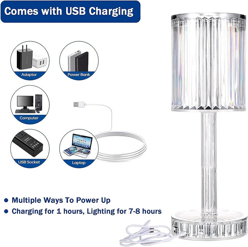 Krystalická stolní lampa model 003 - Crystal Table Lamp USB