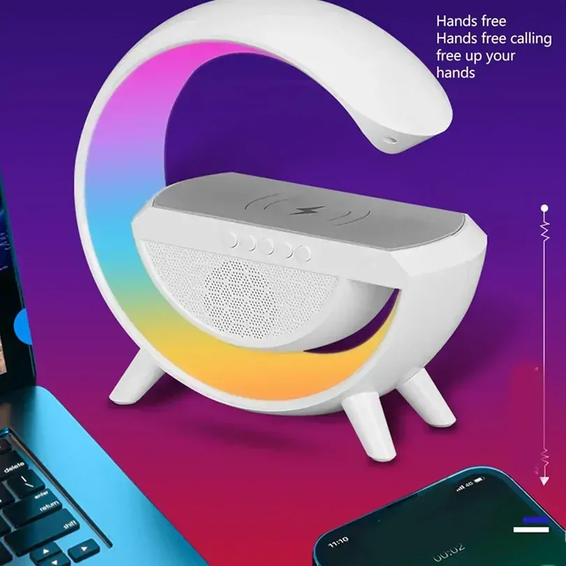 Bluetooth reproduktor s LED lampou a bezdrátovou nabíječkou HM-2301