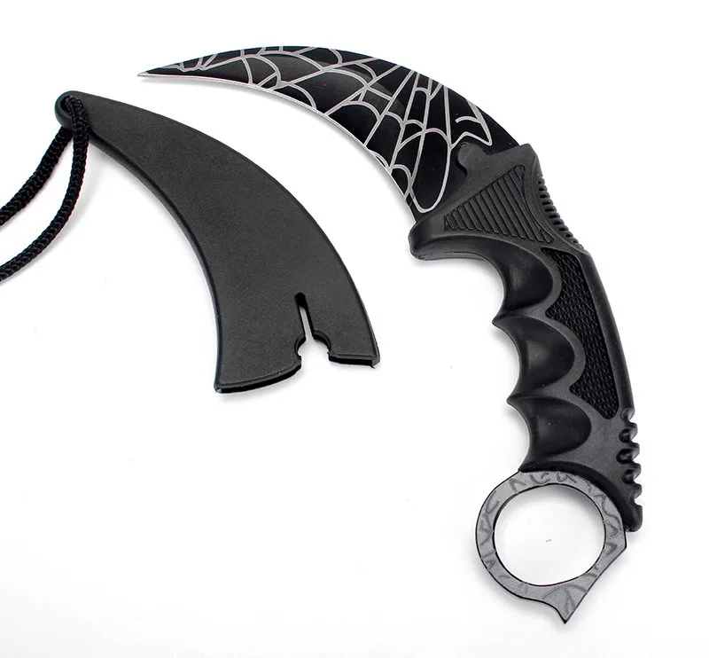 Nůž karambit s pouzdrem - černý se vzorem