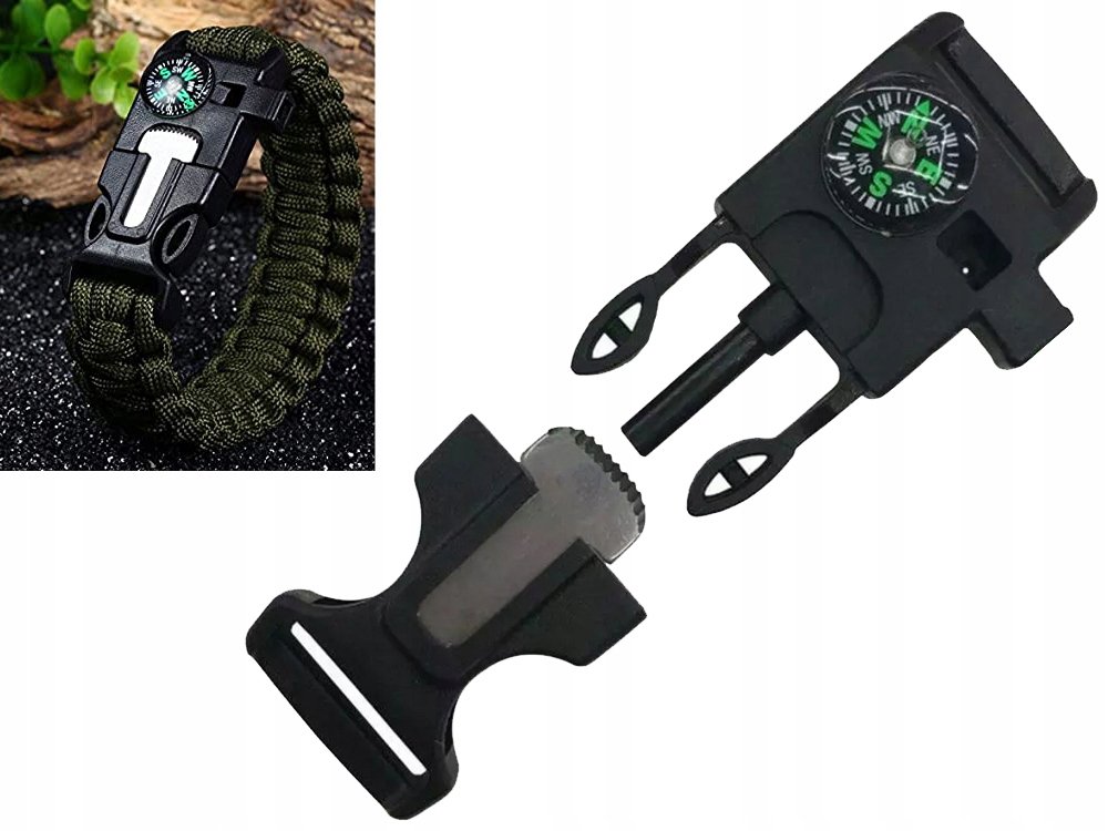 Multifunkční náramek pro přežití 5v1 - Army zelená