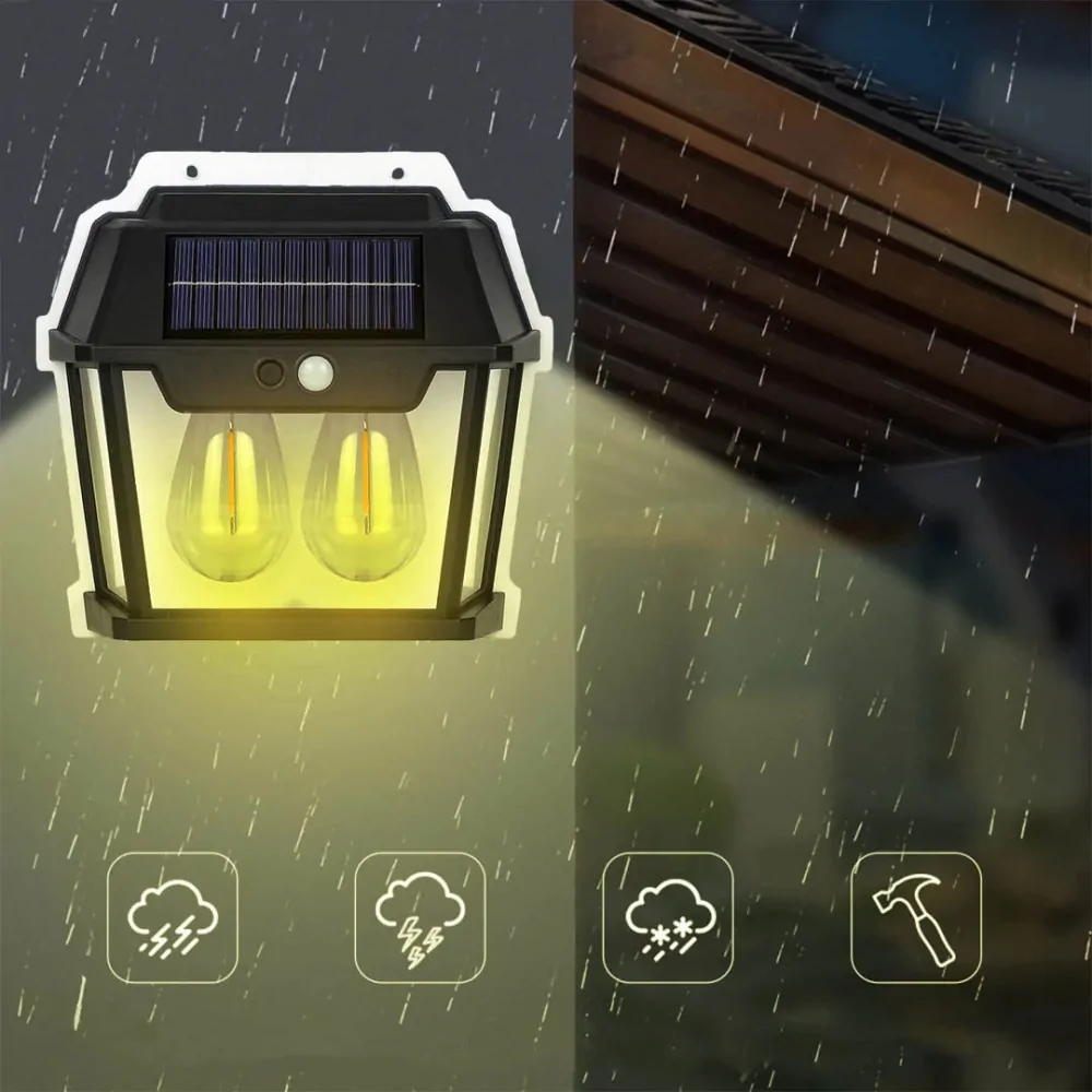 Solární nástěnná LED lampa se senzorem HW 999-2W