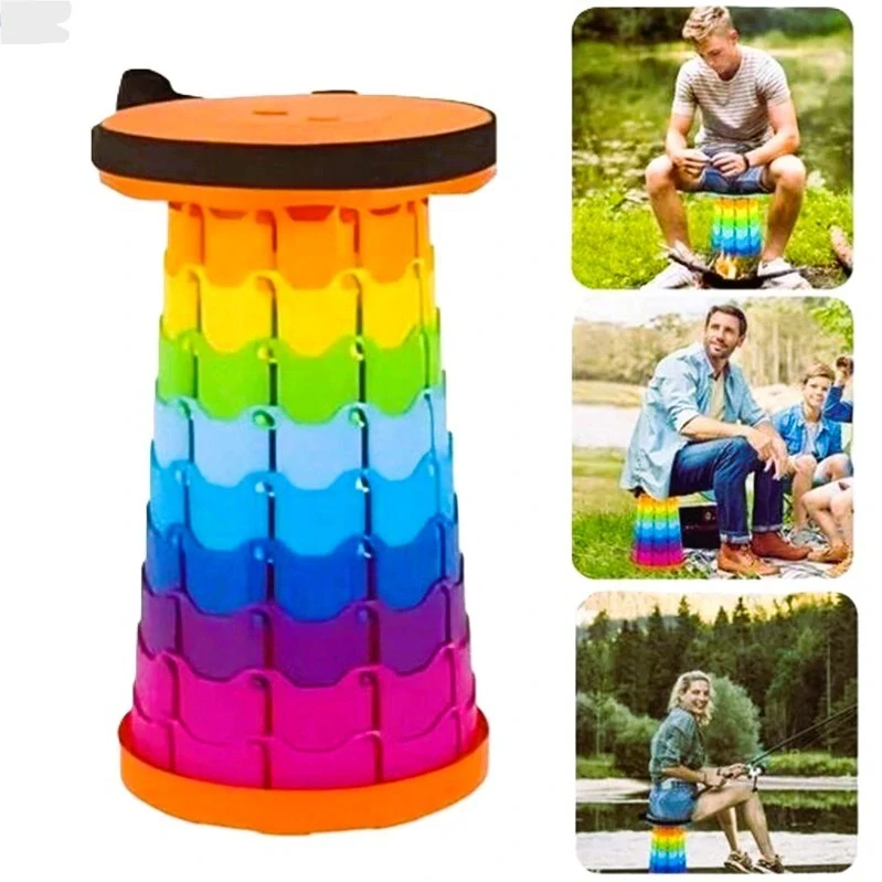 Teleskopická skládací židlička - oranžová/multikolor