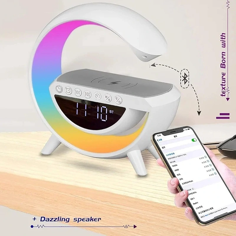 Bluetooth reproduktor s LED lampou bezdrátovou nabíječkou a hodinami BT-3401