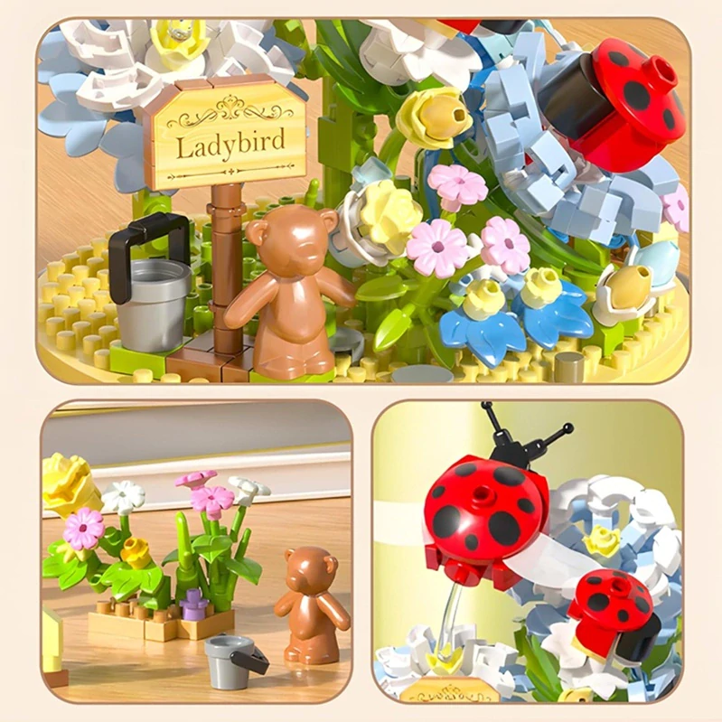 Stavebnice botanická zahrada s květy YKO Boutique P2283 - beruška