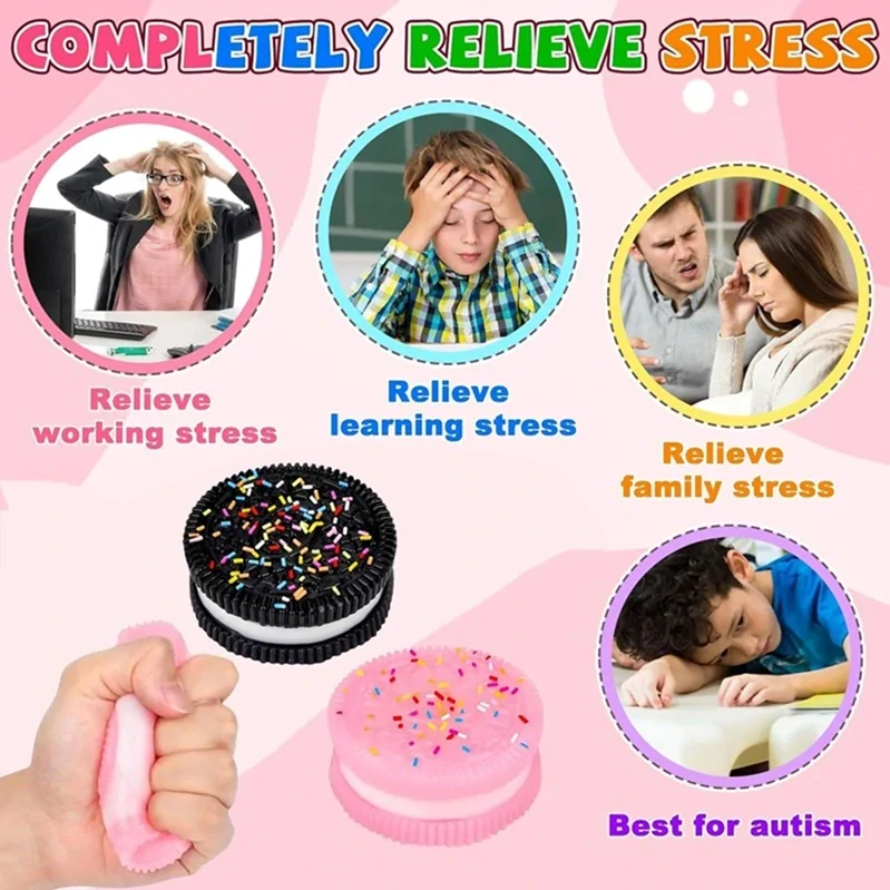 Relaxační a antistresová hračka Squish - sušenka Oreo růžová velká