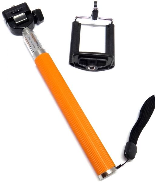 Teleskopická selfie tyč na mobil - oranžová