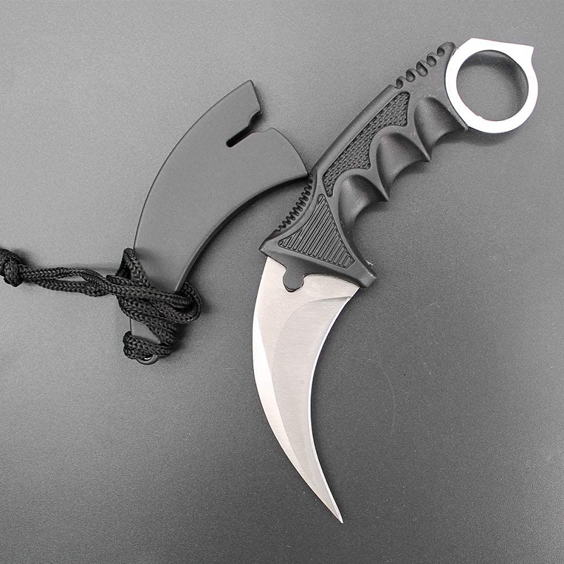 Nůž karambit s pouzdrem - stříbrný