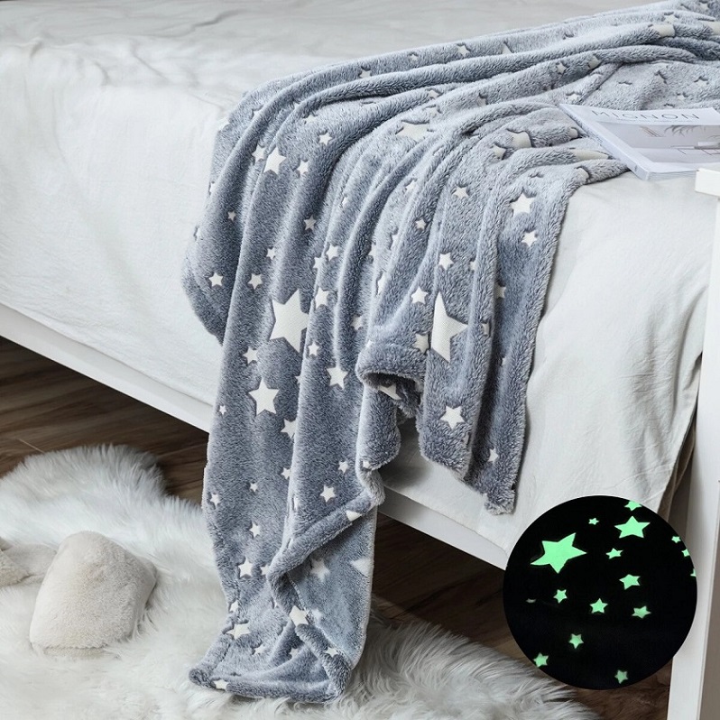 Svítící deka Magic Blanket šedá s hvězdou - 92x165 cm