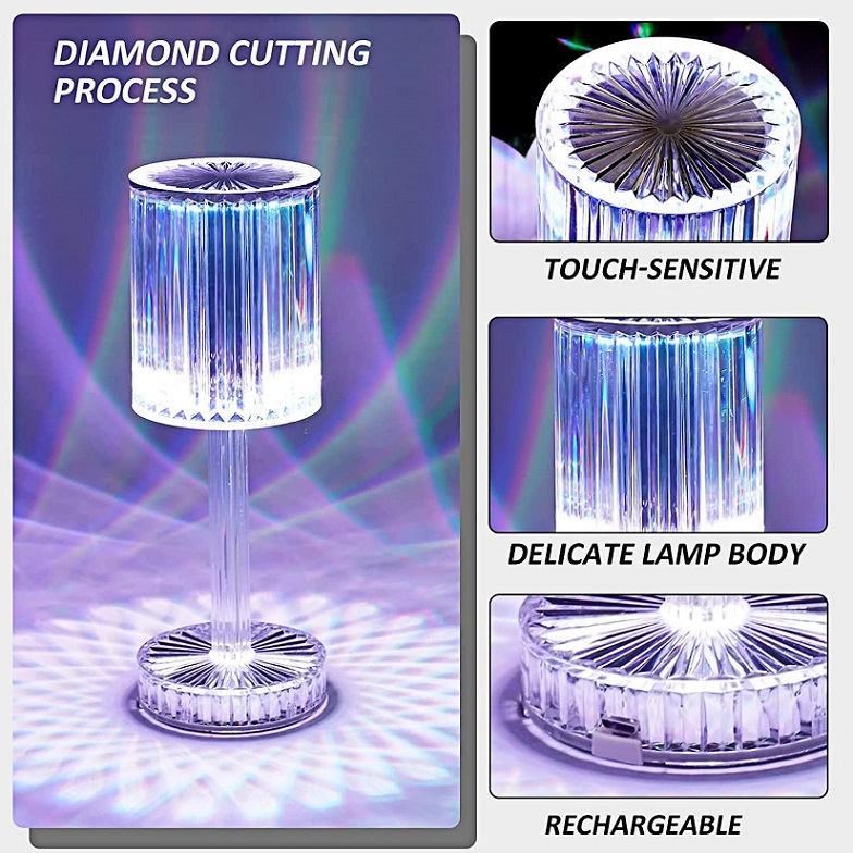 Krystalická stolní lampa model 003 - Crystal Table Lamp USB