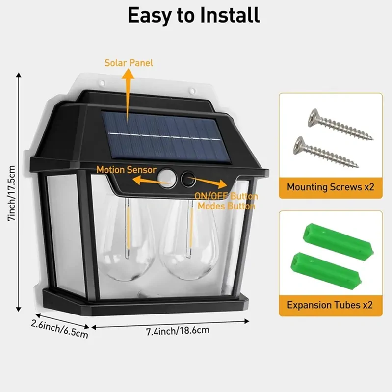 Solární nástěnná LED lampa se senzorem HW 999-2W