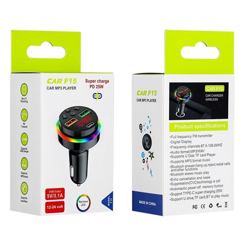 FM Transmitér do auta Car F15 Ambient - USB, Bluetooth, MP3