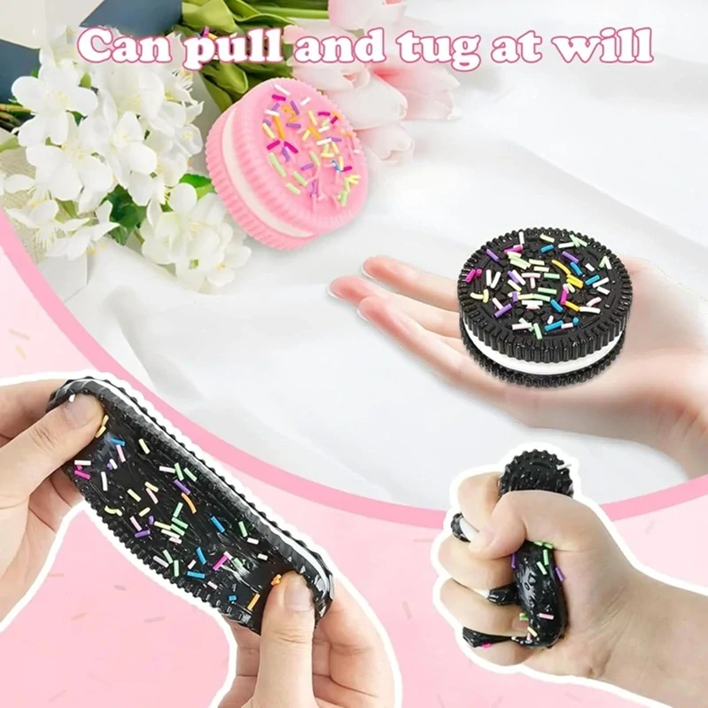 Relaxační a antistresová hračka Squish - sušenka Oreo růžová velká