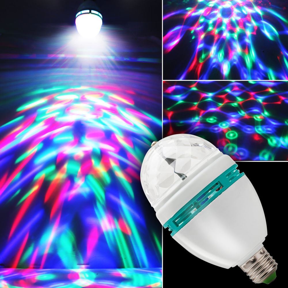 Rotační disko LED žárovka bez adaptéru