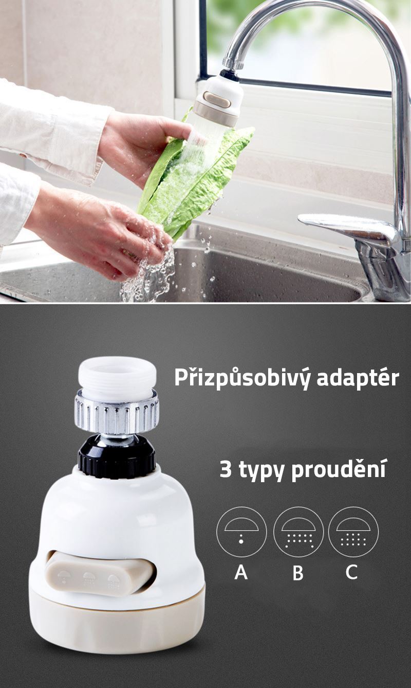 Úsporný adaptér na vodovodní baterii 