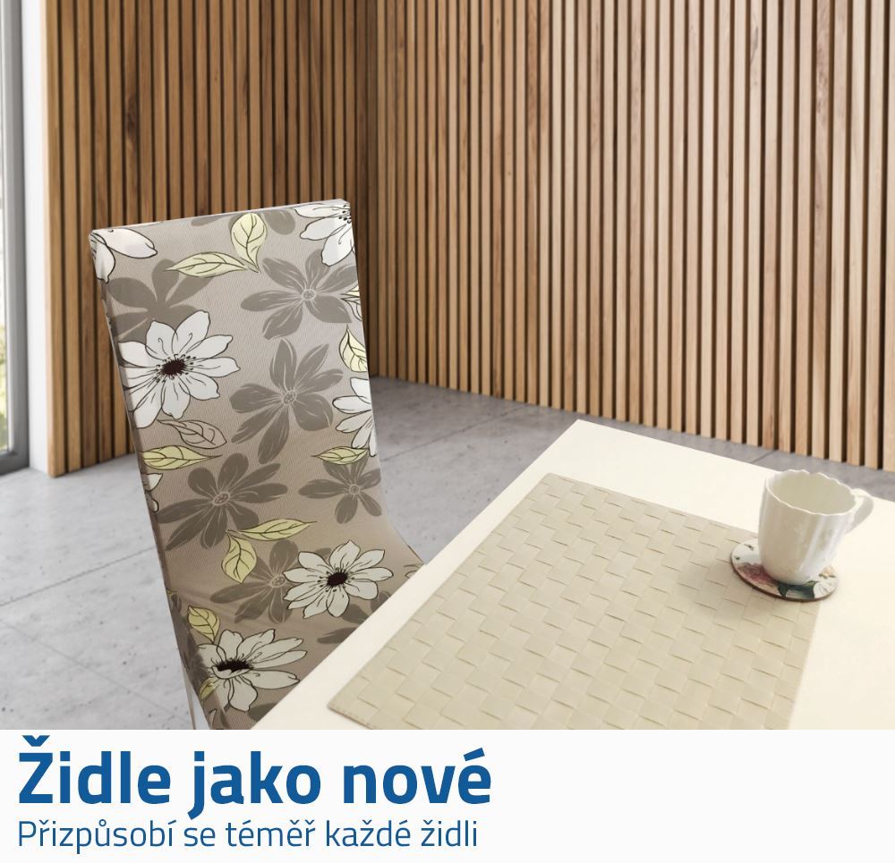 Elastický potah na židli - šedý se vzorem