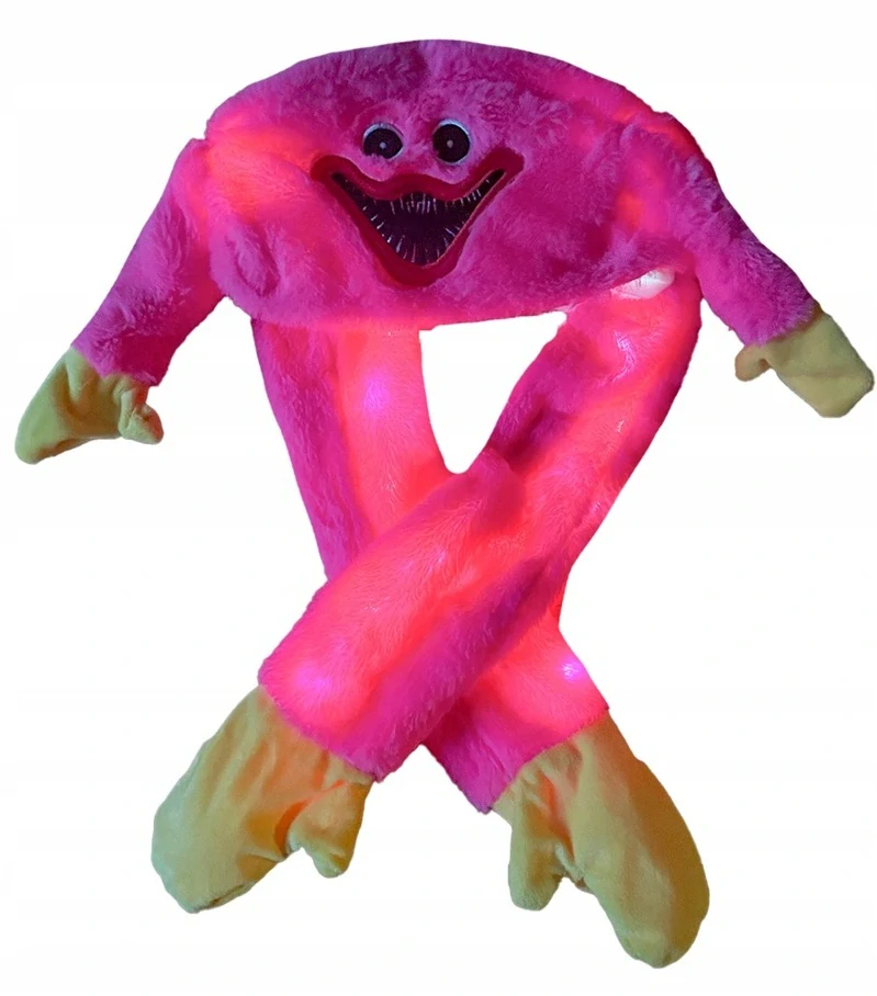 LED plyšová čepice s pohyblivýma ušima Huggy Wuggy - růžová