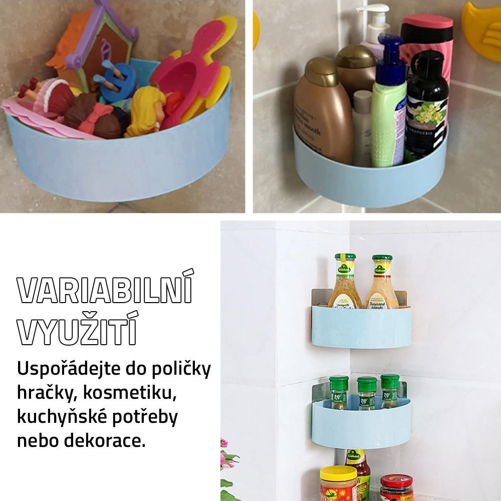 Rohová polička nalepovací - modrá