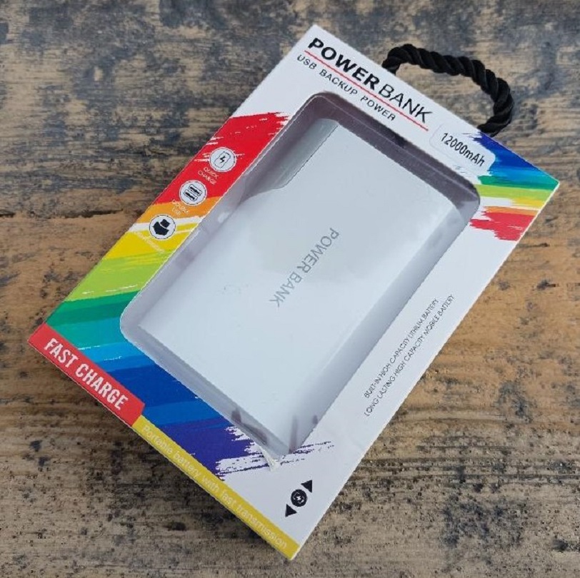 Záložní baterie Power Bank 12000mAh - bílá/šedá