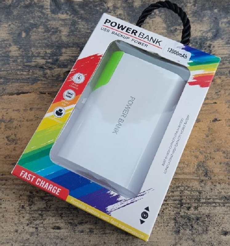 Záložní baterie Power Bank 12000mAh - bílá/zelená