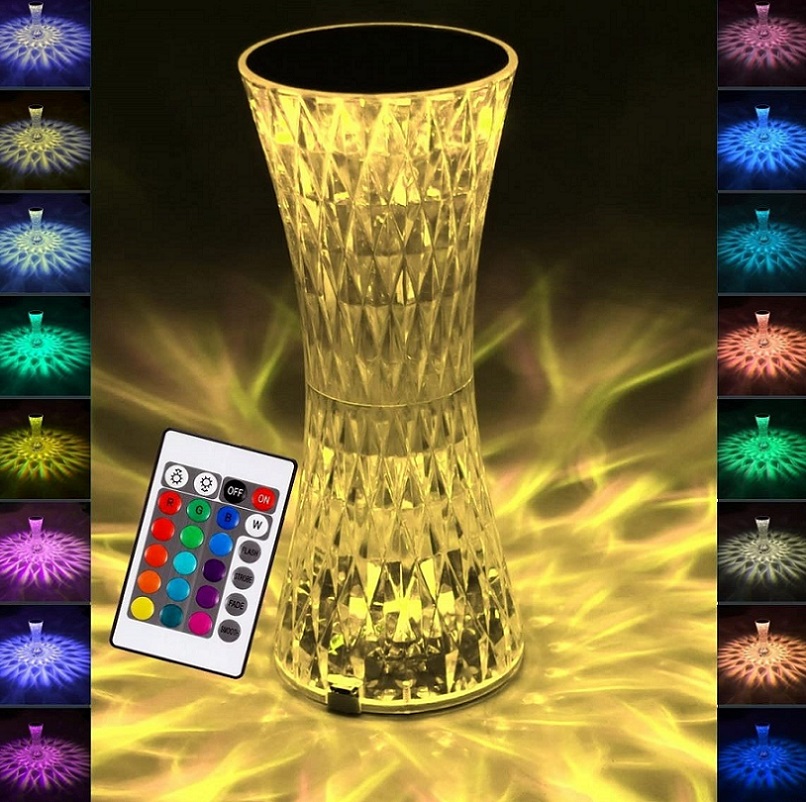 Krystalická stolní lampa model 001 - Rose Diamond Table Lamp USB