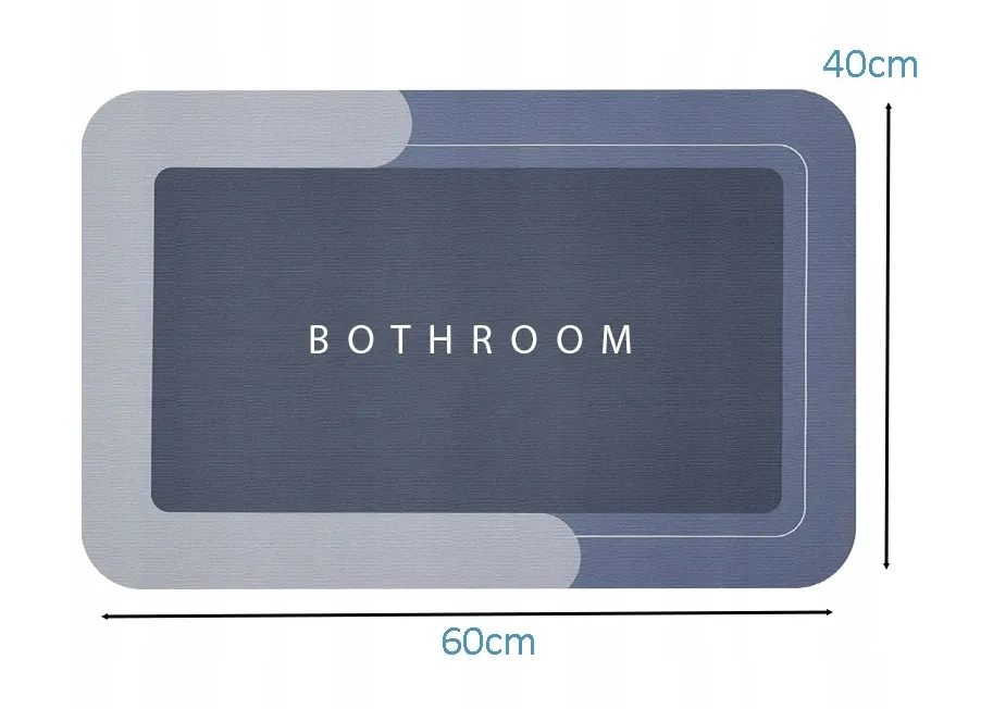 Absorpční rychleschnoucí předložka Bathroom 40x60cm modrá - model podélný