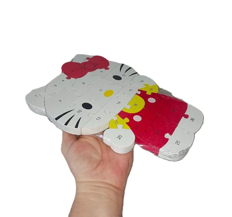Vzdělávací dřevěné Puzzle kočička Hello Kitty
